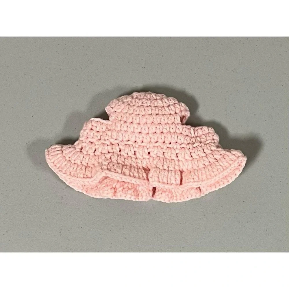 Pink Pastel Crochet Knit Daisy Flower Floral Hat Cap Bonnet for Cats Dogs Pets 🌸
